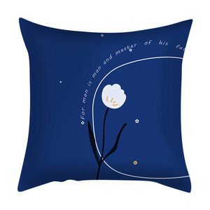 Flower And Quote Pattern Pillow Cover In Blue